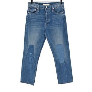 MOTHER Jeans Womens Sz 29 The Tomcat Kneeling On Stones Patchwork High Rise Crop